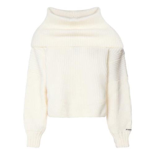 Witte Oversized Geribbelde Trui Pinko , White , Dames