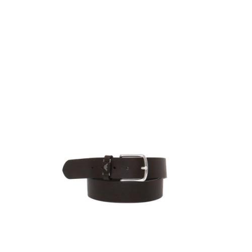 Logo Gesp Bruin Leren Riem Emporio Armani , Brown , Heren