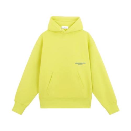 Oversized Hoodie Katoen Fleece Marina Geel Stone Island , Yellow , Her...