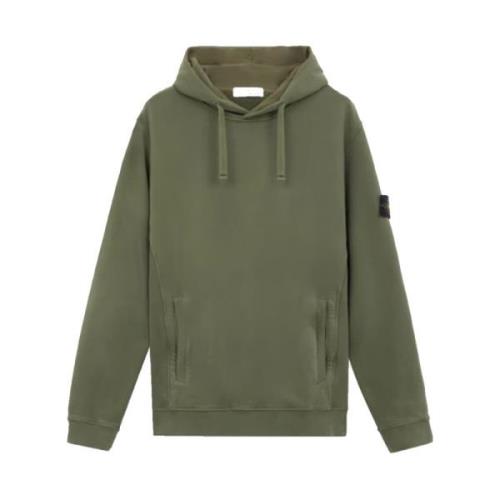 Geborstelde katoenen fleece hoodie met zakken Stone Island , Green , H...