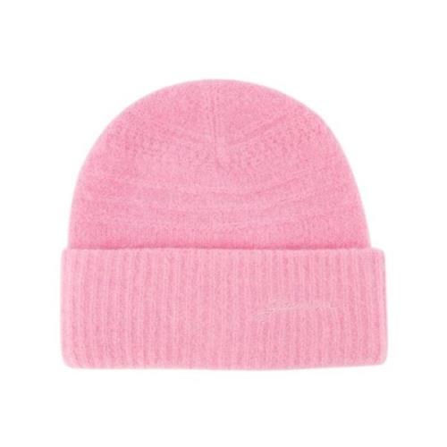 Zachte Wol Beanie in Roze Ganni , Pink , Dames