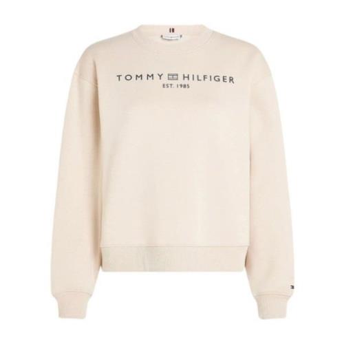 Moderne Logo Crew Neck Sweatshirt Tommy Hilfiger , Beige , Dames