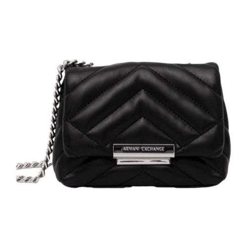 Zwarte handtas met kettingriem Armani Exchange , Black , Dames