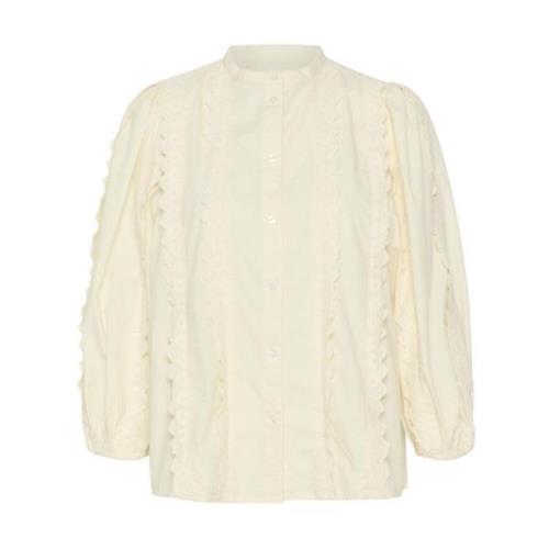 Katoenen 3/4 Mouw Shirt Soaked in Luxury , Beige , Dames