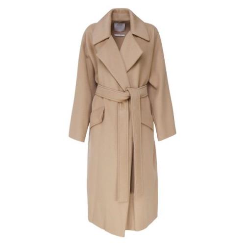 Beige Jas Revers Zakken Sportmax , Beige , Dames