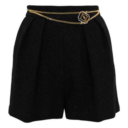 Zwarte Tweed Shorts met Franse Zakken Elisabetta Franchi , Black , Dam...