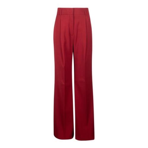 Bordeaux Wol Crepe Hoge Taille Broek Max Mara Studio , Red , Dames