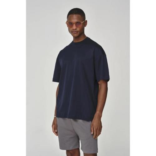 Interlock Navy Oversized T-shirt Valenza , Blue , Heren