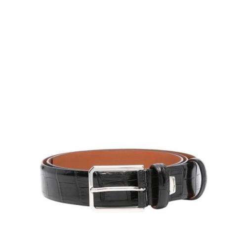 Stijlvol Leren Riem met Gesp Santoni , Black , Heren