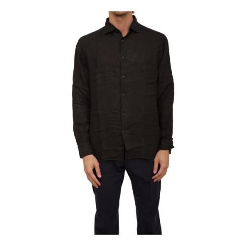 Zwart Stof Shirt Paolo Pecora , Black , Heren