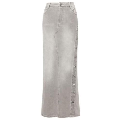 Stijlvolle Denim Rok met Distressed Details Ermanno Scervino , Gray , ...