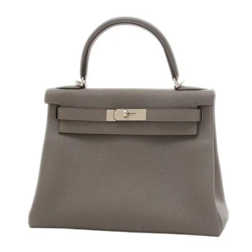 Pre-owned Leather handbags Hermès Vintage , Gray , Dames