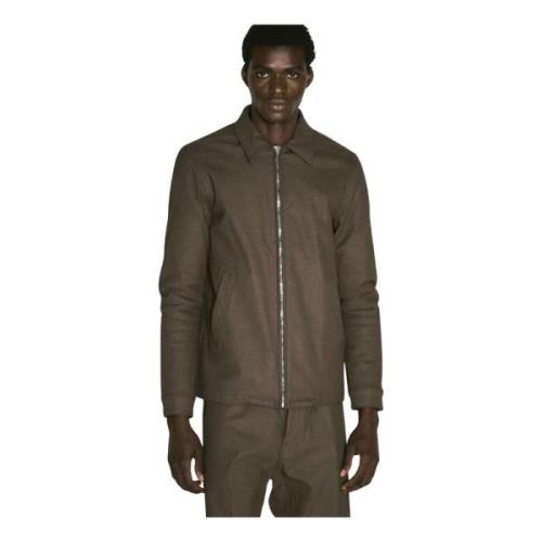 Gewatteerde Stretch Denim Jas Rick Owens , Brown , Heren