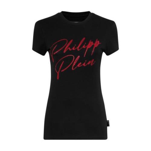 Stijlvol T-shirt met Uniek Ontwerp Philipp Plein , Black , Dames