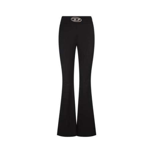 Hoge Taille Wijde Pijp Broek Diesel , Black , Dames