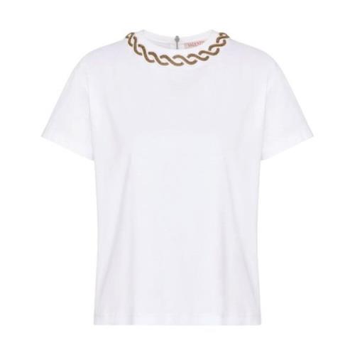 Casual Katoenen T-shirt met Uniek Ontwerp Valentino Garavani , White ,...