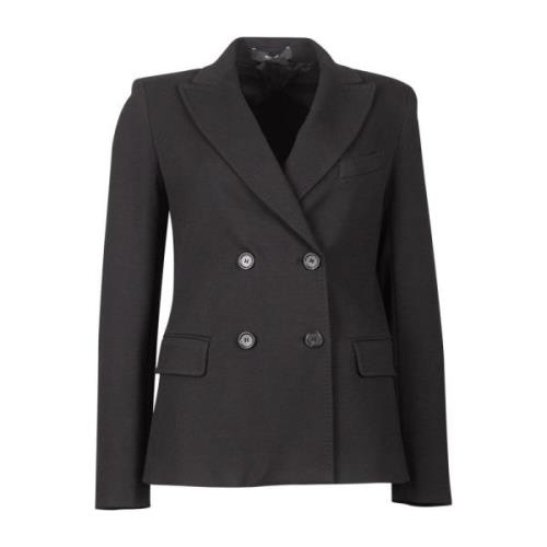 Zwarte Double-Breasted Blazer Jersey Max Mara Weekend , Black , Dames