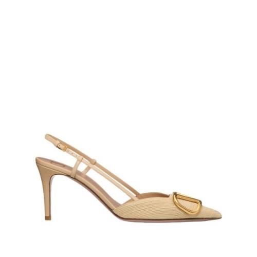 Elegant Slingback Pumps Valentino Garavani , Beige , Dames