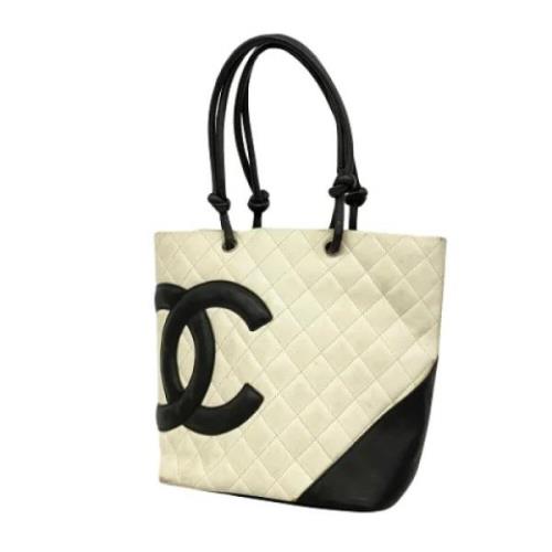 Pre-owned Leather totes Chanel Vintage , White , Dames