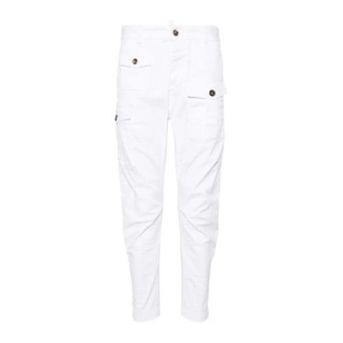 Cargo Broek in Katoen Elastaan Mix Dsquared2 , White , Heren