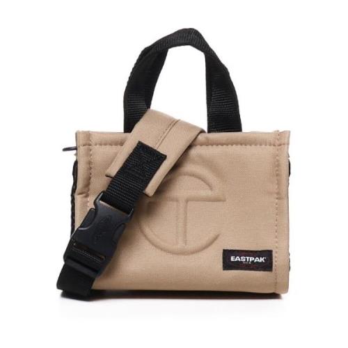 Relief Logo Schoudertas met Zakken Eastpak , Beige , Dames