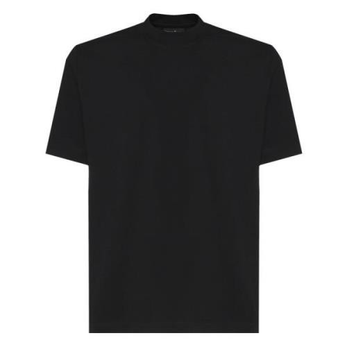 Zwarte Katoenen T-shirt Ronde Kraag Giuliano Galiano , Black , Heren