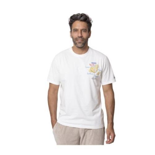 Wit Geborduurd T-shirt MC2 Saint Barth , White , Heren