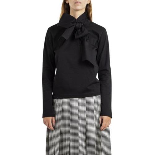 Zwarte Strik Top, Rechte Snit, Japan Noir Kei Ninomiya , Black , Dames