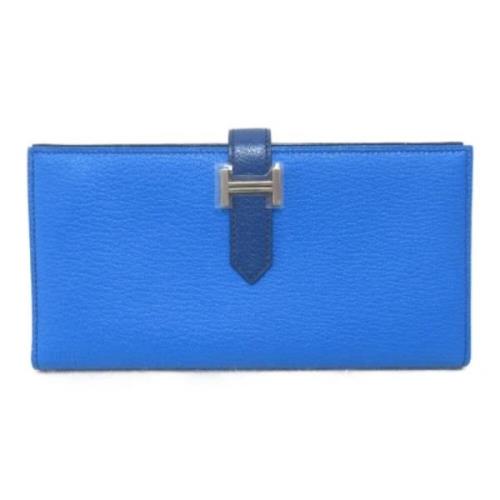 Pre-owned Leather wallets Hermès Vintage , Blue , Dames