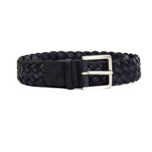 Blauwe Gevlochten Leren Riem Orciani , Blue , Heren