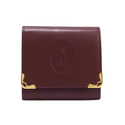 Pre-owned Leather wallets Cartier Vintage , Red , Dames