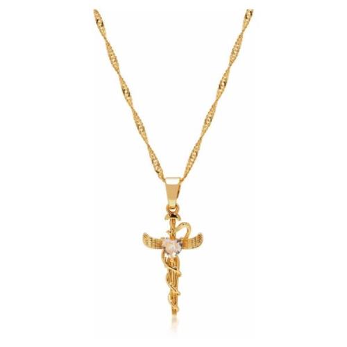 Mens Caduceus Necklace Nialaya , Yellow , Heren