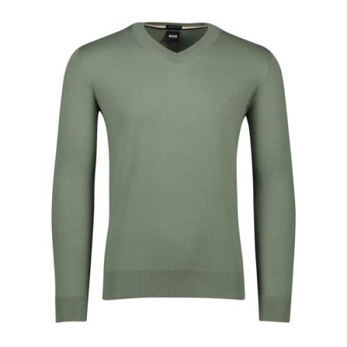 V-hals trui lichtblauw effen ontwerp Hugo Boss , Green , Heren