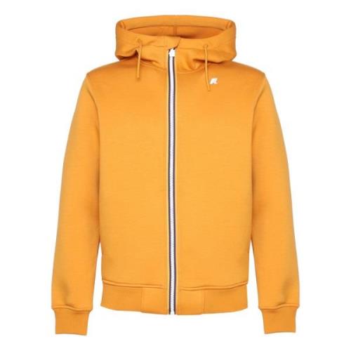 Gele Hooded Rits Sweatshirt Jas K-Way , Yellow , Heren