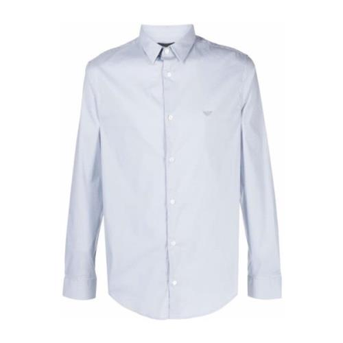 Heldere Blauwe Logo Katoenen Shirt Emporio Armani , Blue , Heren