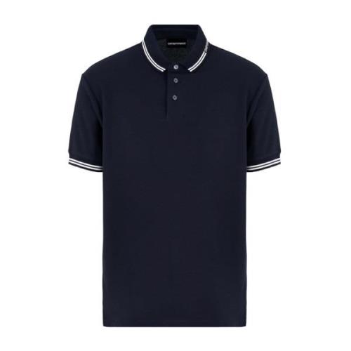 Blauw Logo Gestreept Poloshirt Emporio Armani , Blue , Heren