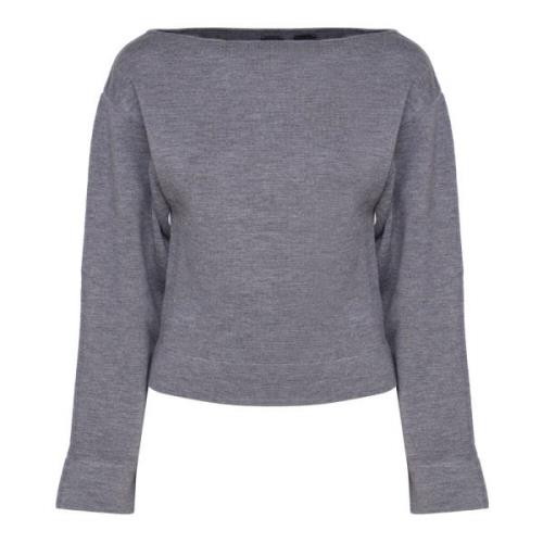 Grijze Tricot Boothals Trui Pinko , Gray , Dames