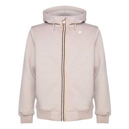 Beige Zip Hooded Sweatshirt Jacket K-Way , Beige , Heren