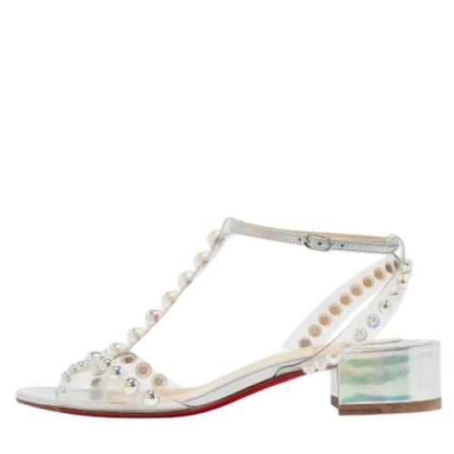 Pre-owned Fabric sandals Christian Louboutin Pre-owned , White , Dames