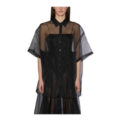 Oversized Transparante Blouse NÜ Denmark , Black , Dames