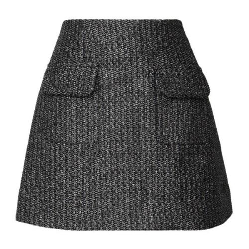 Klokvormige Gunmetal Mini Rok Self Portrait , Gray , Dames