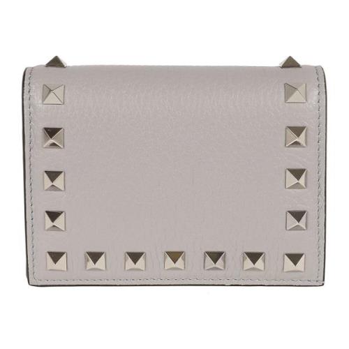 Studded French Wallet Valentino Garavani , Gray , Dames