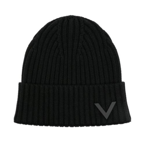 Stijlvolle Beanie Muts in Zwart Valentino Garavani , Black , Heren