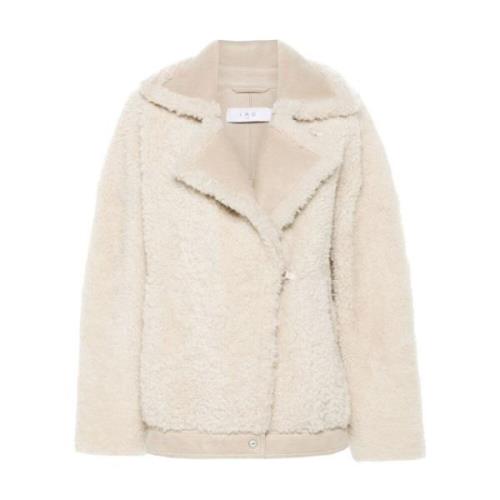 Beige Shearling Jas Haak Oog IRO , Beige , Dames