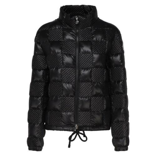 Zwarte gewatteerde jas met geruit ontwerp Moncler , Black , Dames