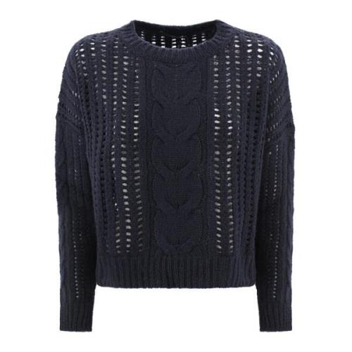 Blauwe Wolgevlochten Trui Max Mara Weekend , Blue , Dames