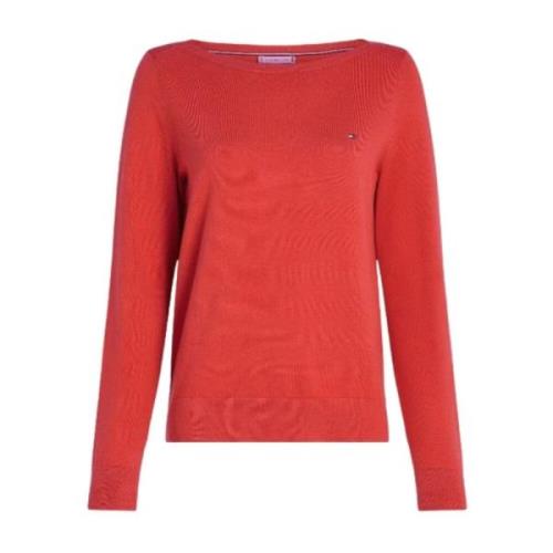 Jersey Stitch Boat-Neck Sweater Tommy Hilfiger , Red , Dames