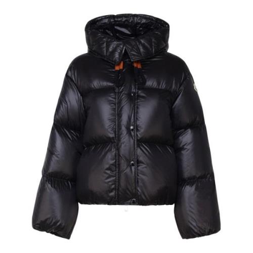 Zwarte Gewatteerde Gewatteerde Jas Moncler , Black , Dames