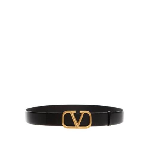 Elegant Leren Riem Valentino Garavani , Black , Heren