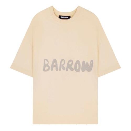 Beige Unisex Crew Neck Logo T-shirt Barrow , Beige , Heren